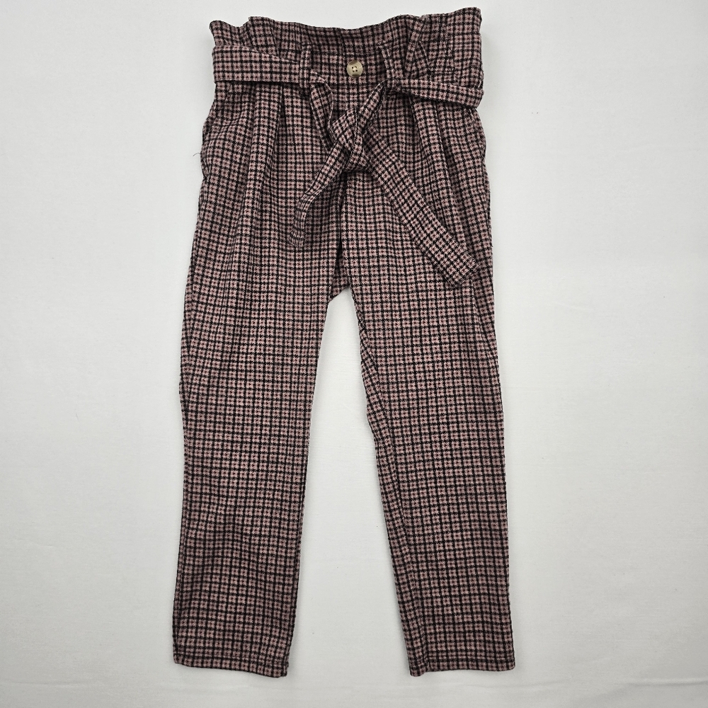 Plaid Paperbag Waist Pants